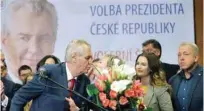  ?? - Reuters/Stringer ?? ELATED: Czech President Milos Zeman reacts as he defeated proEU academic Jiri Drahos in the presidenti­al election in Prague, Czech Republic, January 27, 2018.