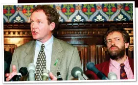  ??  ?? REPUBLICAN FRIEND: Corbyn with Sinn Fein’s Martin McGuinness in 1995