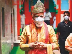  ?? ANI ?? Prime Minister Narendra Modi at the Hanuman Garhi Temple, in Ayodhya on Wednesday.