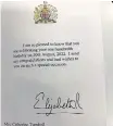  ?? ?? Turnbull’s special gift from Queen Elizabeth.