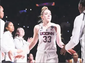  ?? Justin Tafoya / Getty Images ?? Katie Lou Samuelson and the UConn women’s basketball team kick off the season with an exhibition against NAIA powerhouse Vanguard on Nov. 4.