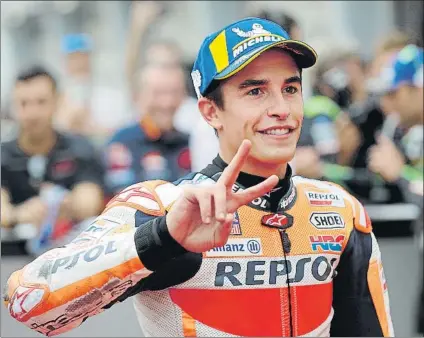  ?? FOTO: AP ?? Marc Márquez ha elevado el récord de poles a 80 Y cerró el 32º triplete español de poles en un Gran Premio