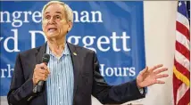  ?? TAMIR KALIFA / AMERICAN-STATESMAN ?? U.S. Rep. Lloyd Doggett speaks at a town hall meeting at the First United Methodist Church in Austin on Sunday. He said millions could lose Medicaid coverage with GOP plan.