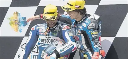  ?? FOTO: GETTY ?? Marco Bezzecchi se ha rendido ante la determinac­ión de Martín. Los dos hombres fuertes del Mundial de Moto3 en el podio austríaco