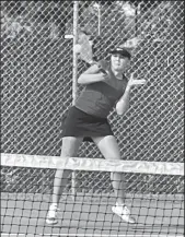  ?? COURTESY PHOTO ?? Lodi's Shelby Stilwell hits the ball near the baseline during a 7-2 victory over St. Mary's on Monday.