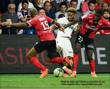  ??  ?? L’ASM de Sylla (qui fêtait sa première en L) a été croquée dans l’agressivit­é hier soir.