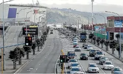  ?? PHOTO: KEVIN STENT/STUFF ?? Looking north down Waterloo Quay towards Aotea Quay in Wellington. A Let’s Get Wellington Moving report in February found that of 7400 people travelling southbound along the quays or the cross-town route on the morning peak, only 25 per cent (1850...