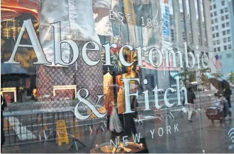  ?? Bebeto Matthews / Associated Press ?? Abercrombi­e & Fitch Co. stock plunged as much as 22 percent Monday, the biggest intraday decline in five years for the company, which failed to reach a deal with potential buyers.