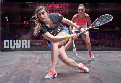  ?? — Supplied photo ?? Egypt’s Nour El Sherbini in action against Camille Serme of France.