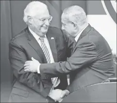  ??  ?? Friend indeed: US Amb. to Israel David Friedman with PM Netanyahu.