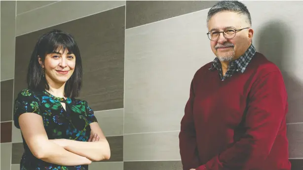  ?? AZIN GHAFFARI / POSTMEDIA NEWS ?? CEO Mina Zarabian and Pedro Pereira Almao, co-founders of Carbonova, which is drawing interest in the use of carbon nanofibres.