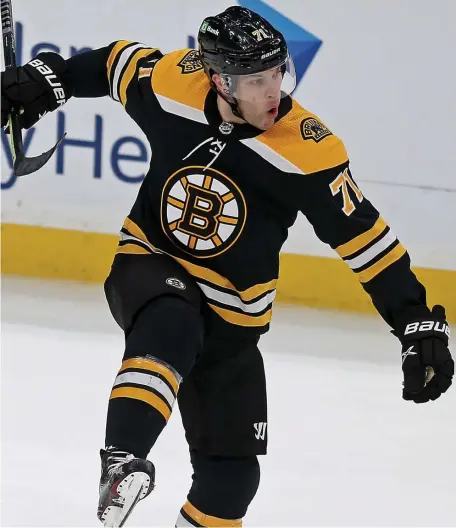  ?? MATT STONE PHOTOS / HErALd STAFF FILE ?? ‘DO SOME DAMAGE’: Bruins forward Taylor Hall is excited to be back in Black & Gold this season after being traded to Boston from Buffalo last year.