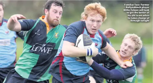  ??  ?? Familiar face: Former
Ballynahin­ch player Willie Faloon will look to get the better of his old team when he takes charge of
Armagh tonight