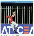  ??  ?? Nicholas Pooran of Kings XI Punjab saves six runs during Match 9 of IPL 2020 between Rajasthan Royals and Kings XI Punjab