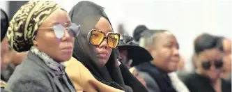  ?? ITUMELENG ENGLISH/AFRICAN News Agency (ANA) ?? LERATO Sengadi at the funeral of her late husband, rapper Jabulani Tsambo, better known as Hip Hop Pantsula (HHP), at the Mmabatho Convention Centre in Mahikeng, North West. |