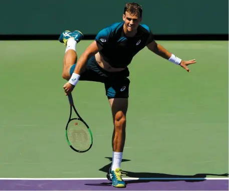  ?? PHOTO AFP ?? Le Canadien Vasek Pospisil s’est incliné en trois manches face à l’Australien Alex de Minaur, hier, à Washington.