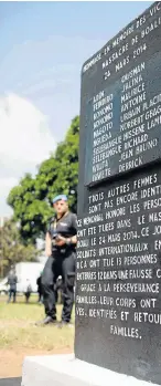  ?? Picture: AFP ?? GONE BUT NOT FORGOTTEN: The monument for the victims of the Boali massacre on March 24 2014 in Boali, Central African Republic