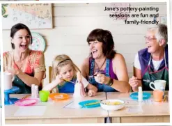  ??  ?? Jane’s pottery-painting sessions are fun and family-friendly