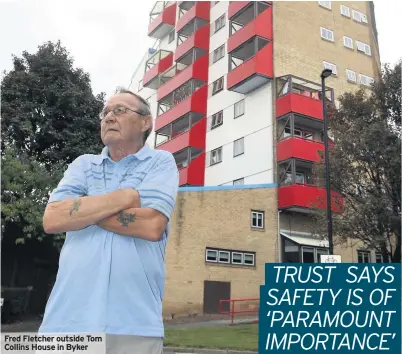  ??  ?? Fred Fletcher outside Tom Collins House in Byker