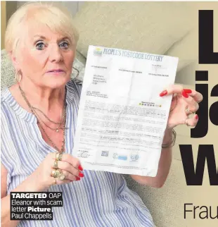  ??  ?? TARGETED OAP Eleanor with scam letter Picture Paul Chappells