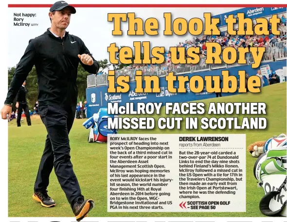  ?? GETTY ?? Not happy: Rory McIlroy