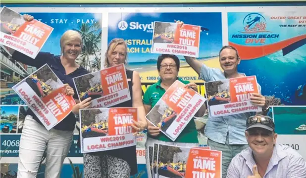  ?? Picture: SUPPLIED ?? WELCOME SIGNS: Local Champions Nancy Lowe, Lisa Dostine, Evelyn Swarbrick, Stephen Ramsey and Al Thomas will give participan­ts of the 2019 World Rafting Championsh­ips a warm reception to Cassowary Coast and Tully.