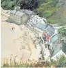  ??  ?? Anne Aspinall’s painting of Porthdinll­aen from the headland