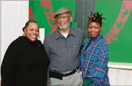  ?? OF HAMMONDS HOUSE COURTESY ?? The past and present of Hammonds House Museum. Exiting executive director Leatrice Ellzy Wright, (left), Ed Spriggs, founding director of Hammonds House, (center) and Atlanta artist Shanequa Gay, (right) at an exhibition opening at the museum.