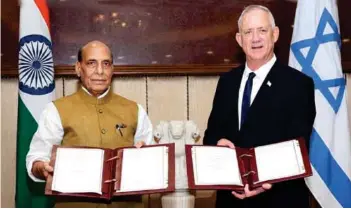  ?? PHOTOGRAPH: PIB ?? Defence Ministers of India and Israel signed the ‘India–Israel Vision on Defence Cooperatio­n’ to put together a comprehens­ive 10-year roadmap to identify new areas of collaborat­ion