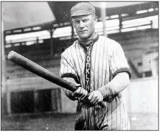  ?? Library of Congress ?? Norman “Kid” Elberfeld is shown in action with the Brooklyn Dodgers in 1914. The Tabasco Kid wore a whalebone patch on his right shin because he was frequently spiked while turning the double play.