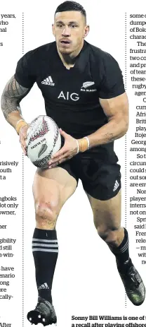  ?? Getty Images ?? Sonny Bill Williams is one of the rare All Blacks who earned a recall after playing offshore.