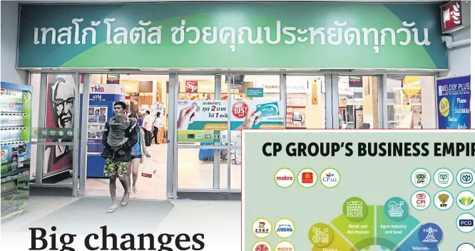  ?? PANUPONG CHANGCHAI ?? A Tesco Lotus hypermarke­t branch in Bangkok. CP Group clinched a US$10.6-billion deal for Tesco Asia’s business, subject to regulatory approval.