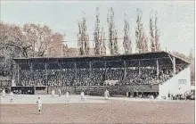  ?? VICTORIA PARK GALLERY COLLECTION ?? Victoria Park’s baseball stadium from 1920 until 1951 featured a covered grandstand. David Street is in the background.