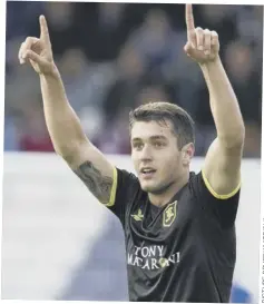  ??  ?? 2 Playing at centre-half in the league victory at Inverness on Saturday, Livingston’s Nikolay Todorov celebrates his goal. Tonight his attention will turn to the Betfred Cup quarter-finals.