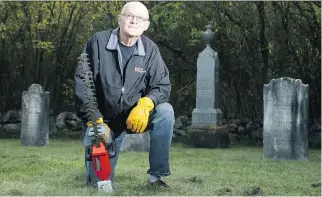  ?? PHOTOS: JULIE OLIVER ?? Ken Conway, 73, has been the volunteer gravekeepe­r for Landon Cemetery just outside Fitzroy Harbour for almost 20 years. The tiny graveyard with only seven headstones was restored in 1991 but took a real beating during the 1998 ice storm. That’s when...