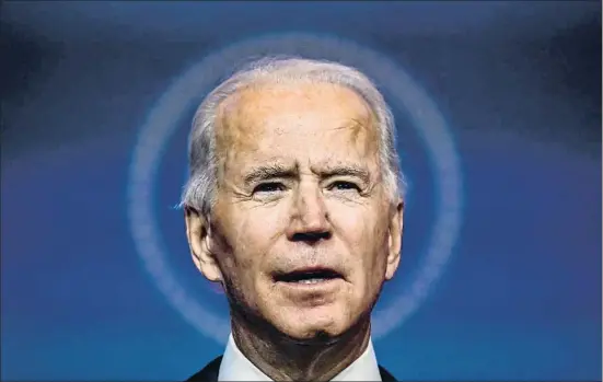  ?? CHANDAN KHANNA / AFP ?? “El equipo refleja que Estados Unidos ha vuelto”, remarcó Biden al presentar el martes en Wilmington a los primeros elegidos