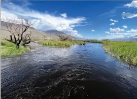  ?? Photo courtesy Inyo County ?? Inyo County officials and area emergency responders spent much of the summer of 2023 asking the public to take caution when recreating in the backcountr­y, whether it was the Owens River, pictured above looking south at Warm Springs Bridge, or other areas where recreation proved treacherou­s. Six people in Inyo and Mono counties were reportedly killed due to conditions brought on by historic precipitat­ion throughout the area.