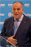  ?? EPA ?? Vertice Javier Tebas, 57 anni, presidente della Liga spagnola