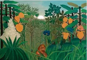 ??  ?? Henri Rousseau, «Le Repas du lion», vers 1907. Huile sur toile, 113,7 × 160 cm.