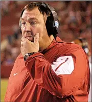  ?? NWA Democrat-Gazette/MICHAEL WOODS ?? After Arkansas struggled to run the ball in a loss to Toledo, Coach Bret Bielema and his staff put a renewed emphasis on the running game in an effort to get more balance.