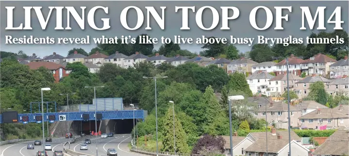  ?? ANDREW JAMES ?? Homes above the Brynglas tunnels on the M4 in Newport and, below, the wreckage following the lorry fire in the tunnels in July 2011