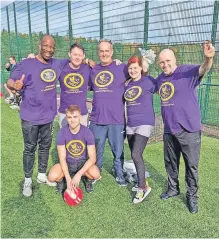  ?? ?? Well played Marvin Andrews turned out for Lanarkshir­e charity Fool On’s team (above and right) at the tournament