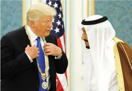  ??  ?? Donald Trump was decorated with King Abdul Aziz Medal by King Salman during the US president’s recent visit to Saudi Arabia.