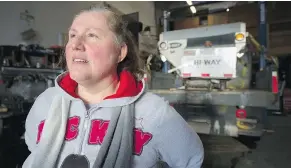  ?? GERRY KAHRMANN/PNG ?? Virginia McMahon, office manager and dispatcher for Arctic Snow Removal in Burnaby, says the firm went through 100 tonnes of salt on Monday night.