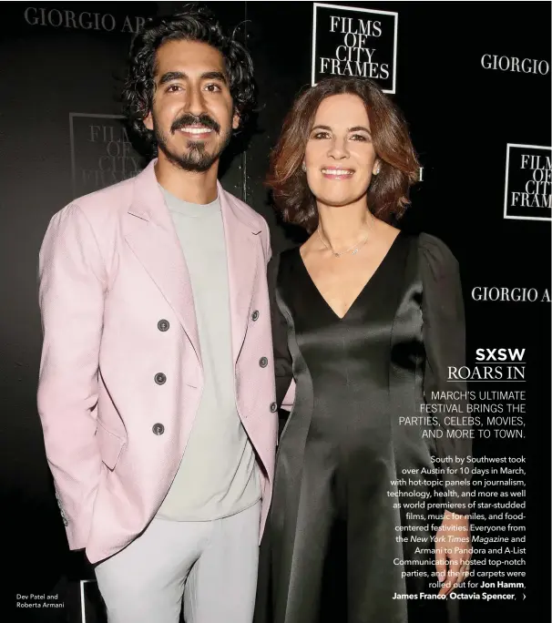  ??  ?? Dev Patel and Roberta Armani