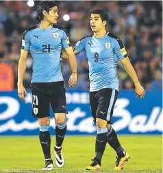  ?? FOTO: AFP ?? Cavani y Suárez fueron vitales en estos dos partidos eliminator­ios.