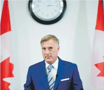  ?? THE CANADIAN PRESS ?? People’s Party of Canada Leader Maxime Bernier speaks at a news conference after Parliament was dissolved, triggering an election, in Ottawa, on Aug. 15. The People’s Party was shut out in the 2019 federal election, and Bernier lost his own seat in the Beauce region of Quebec.