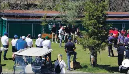  ?? PHOTOS BY BOB MINENNA ?? Tournament director and Kelseyvill­e head coach John Berry briefs the competing golfers representi­ng six teams during Wednesday’s play at Adams Springs Golf Course.