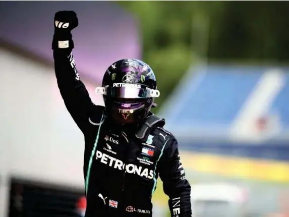  ?? (Getty) ?? Briton celebrates his first victory of the new season