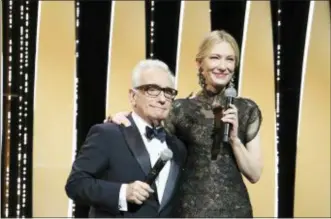  ?? PHOTO BY VIANNEY LE CAER — INVISION — AP ?? Director Martin Scorsese, left, and jury president Cate Blanchett appear on stage at the opening ceremony of the 71st internatio­nal film festival, Cannes, southern France, Tuesday.
